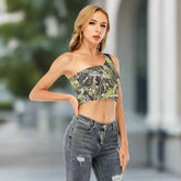 Women's One-Shoulder Cropped Top Yoycol